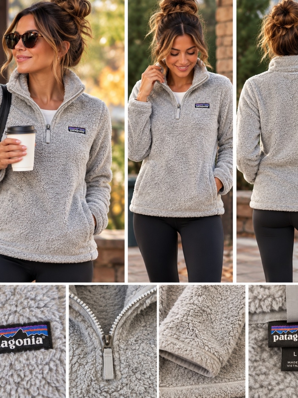 Patagonia Women’s Light Gray Sherpa Quarter-Zip Pullover